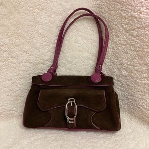 Chocolate Pink Cole Haan Alexa Suede Shoulder Bag